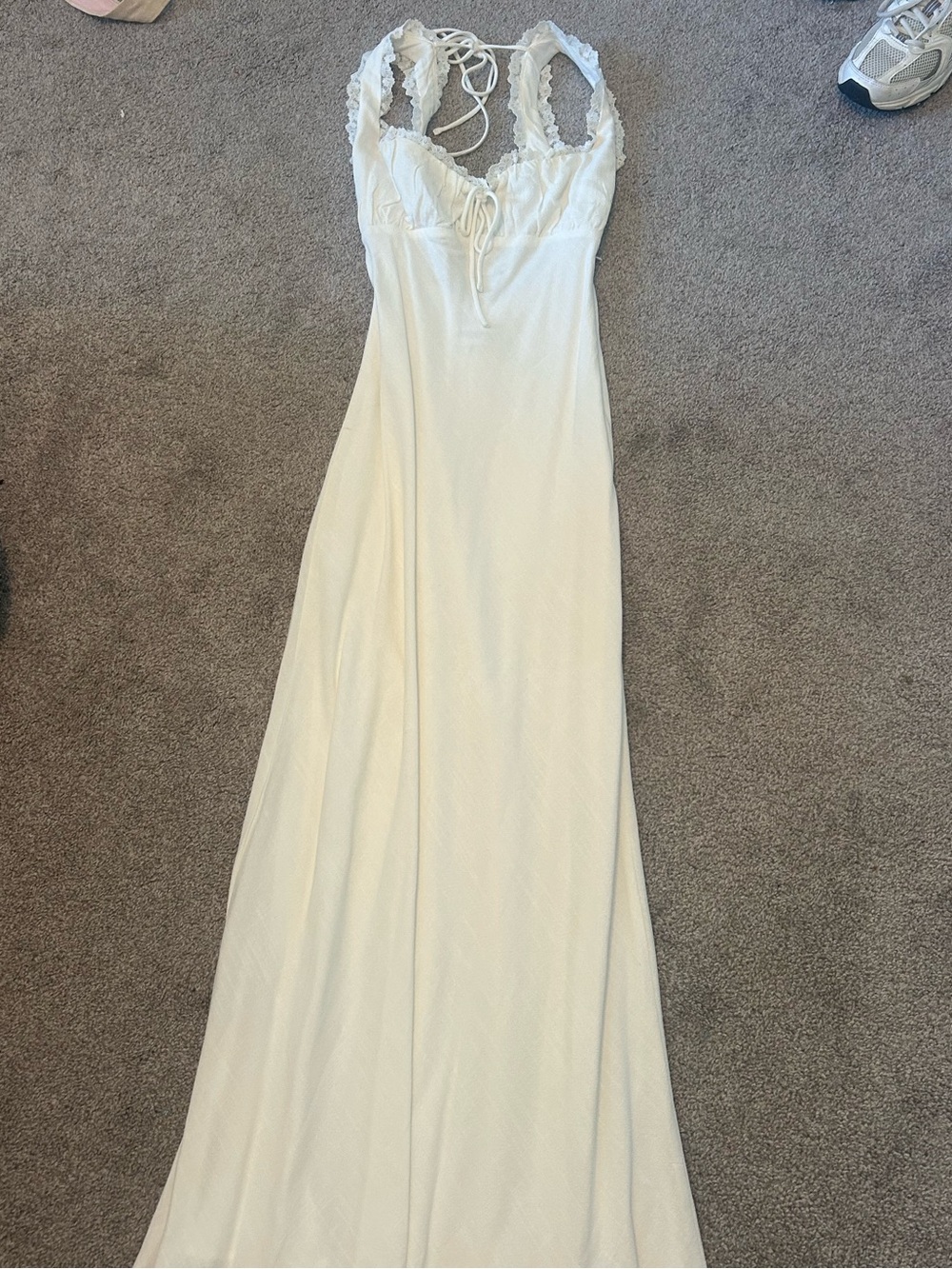 Princess Polly White Lace-Trim Maxi Dress